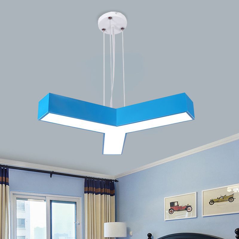 Acrylic Y-Shape Chandelier Lighting Creative White/Yellow/Blue LED Suspension Pendant for Restaurant