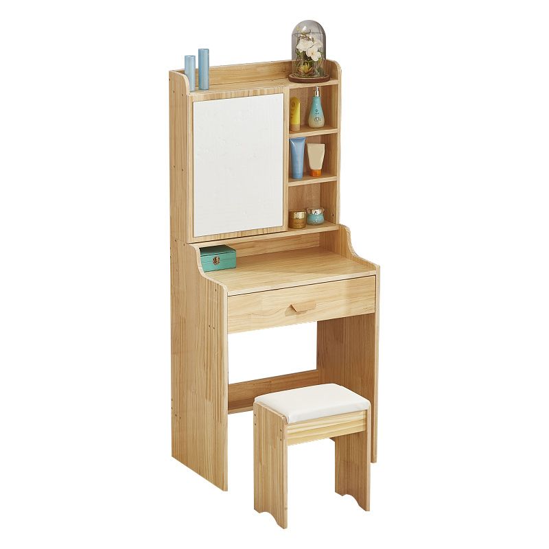 Scandinavian Dressing Table with Mirror and Drawer Solid Wood