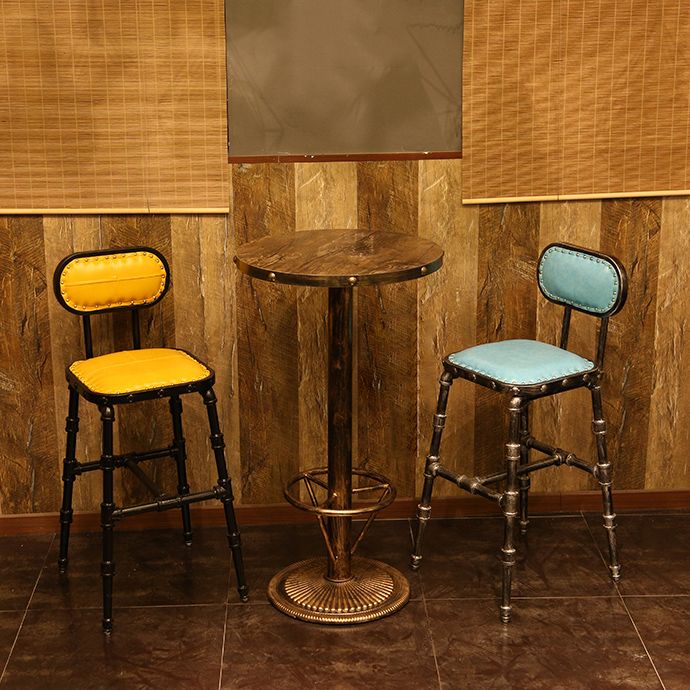 Industrial 1/2/3 Pieces Solid Wood Bar Table Set Round Bistro Set for Home Use