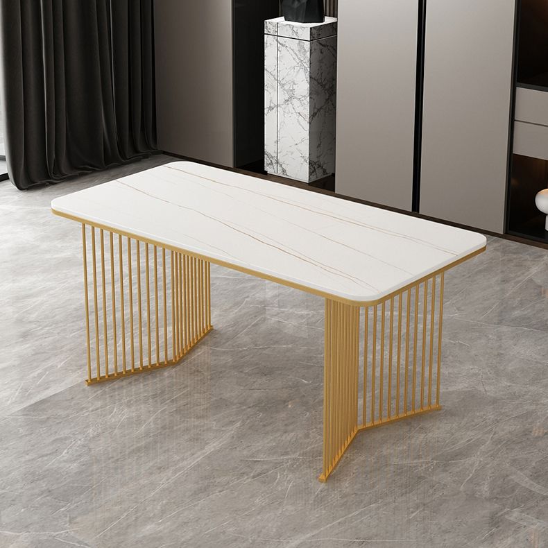 Glam Stone – Table de salle à manger à Double piédestal, rectangulaire, finition mate, pour cuisine