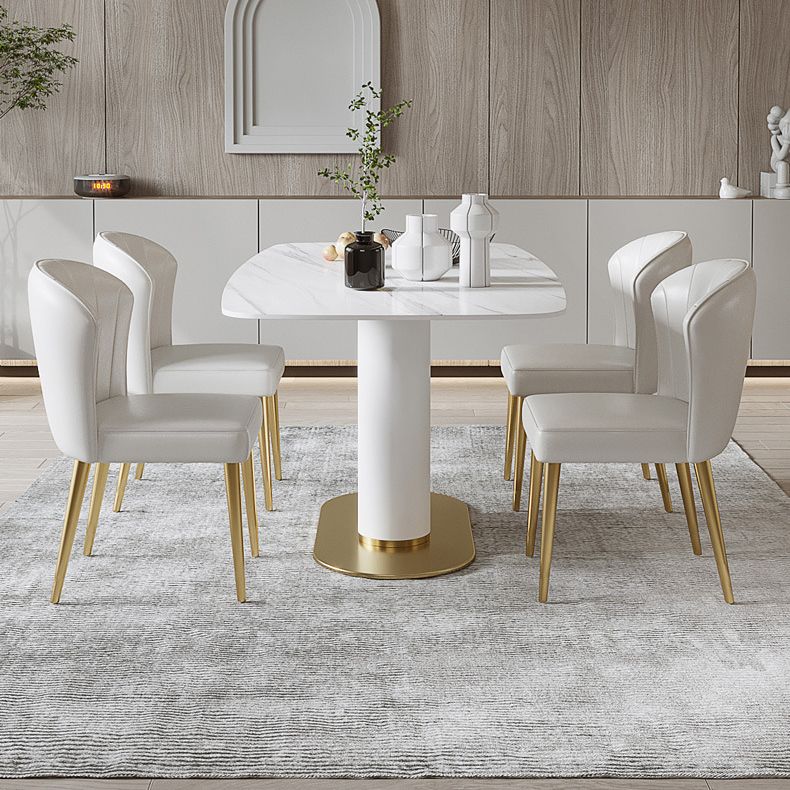 Luxury 1/4/5/6/7 Pieces Dining Set Sintered Stone Dining Table with Leather Chairs