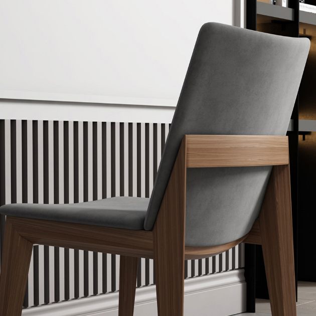 Silla de comedor gris tapizada moderna con respaldo sólido de la silla lateral de la tienda de manicura
