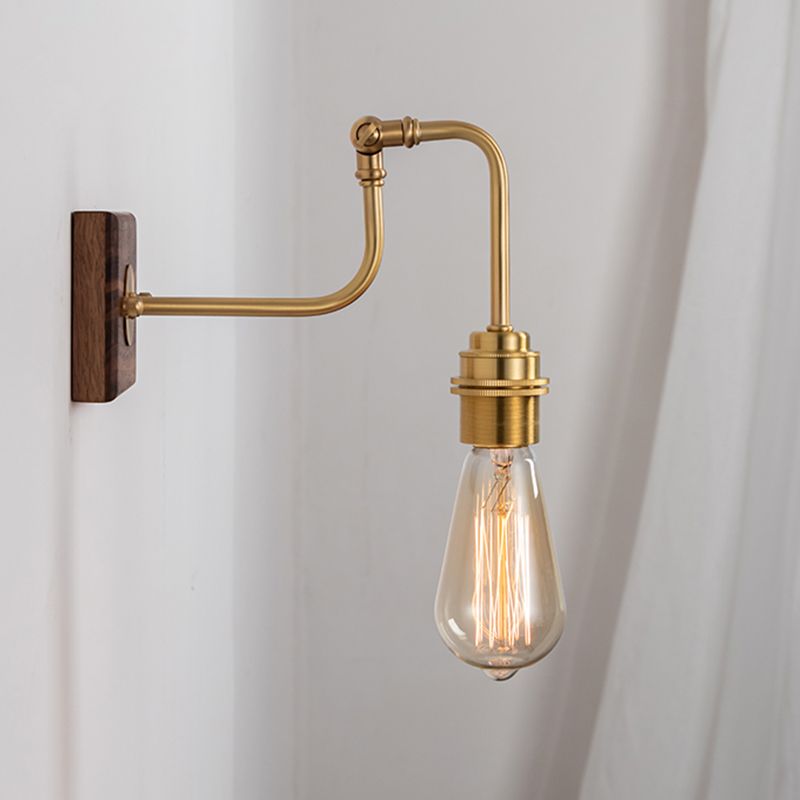 Metal Gold Plated Sconce Lighting Faucet-Like Single Industrial Adjustable Wall Light Fixture
