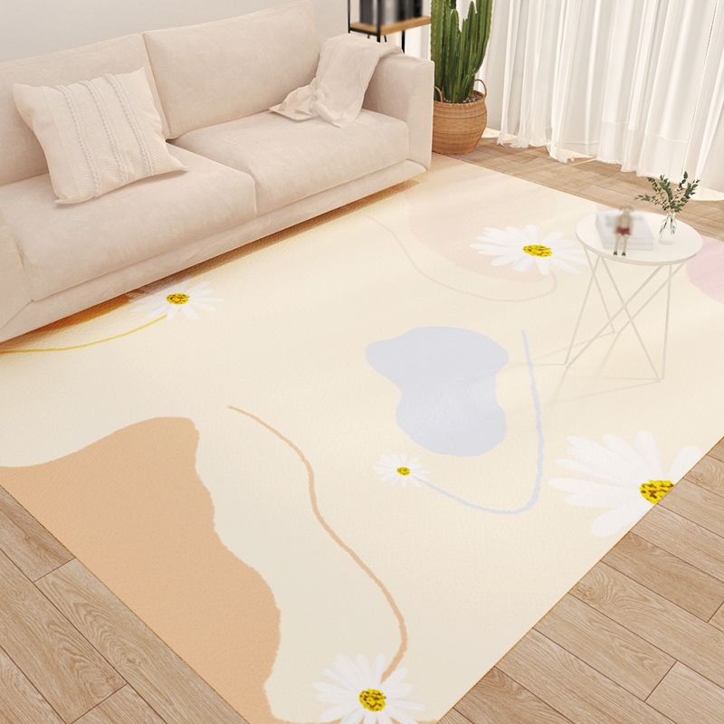 Brown Nordic Rug Polyester Contrast Color Rug Non-Slip Backing Rug for Drawing Room