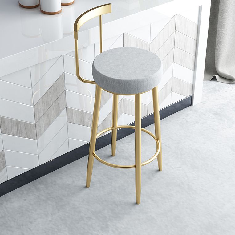 Glam Style Counter Stool Upholstered Living Room Bar Stool with  Metal Legs