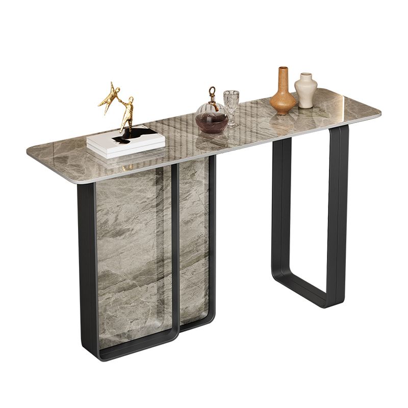 12 inch Wide Accent Table Rectangle Shape Stone Console Table for Hall