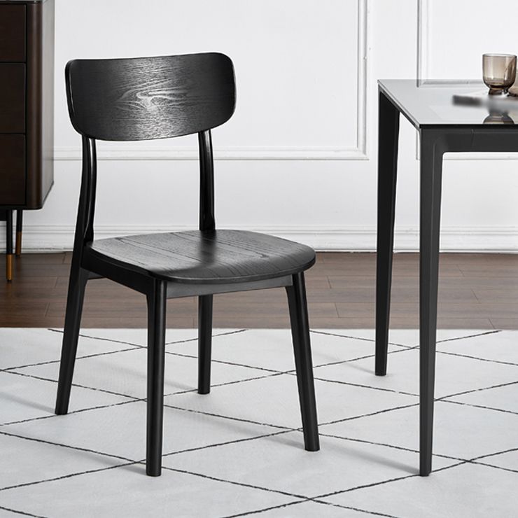 Silla de comedor tradicional de madera sin brazos, respaldo abierto, silla lateral de comedor (juego de 2)