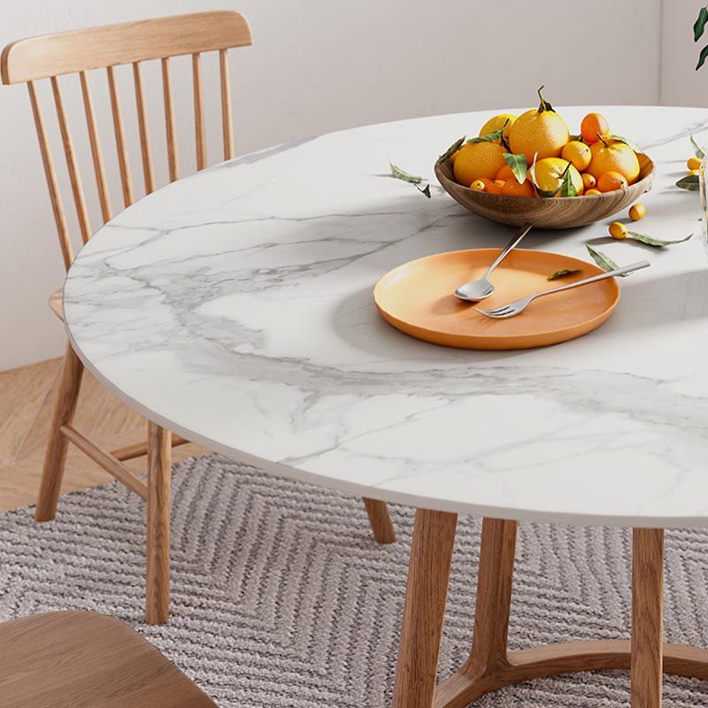 Solid Wood Pedestal Dining Table Modern Round Dining Table in White