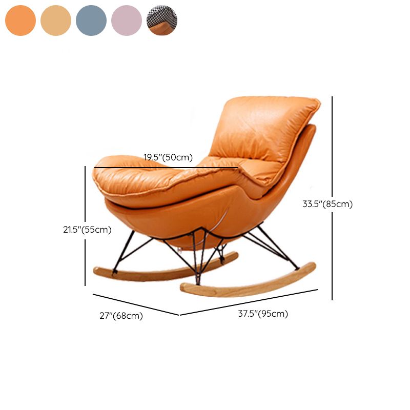 Modern Rocker Upholstered Button-Tufted with Dark legs Wingback Rocker Chair