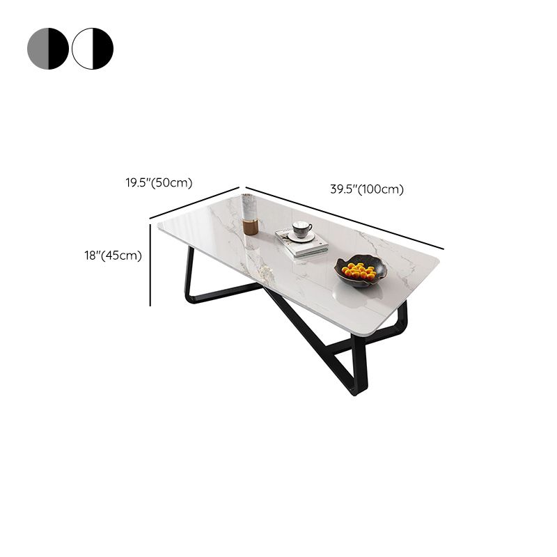 Glam Slate Coffee Table Rectangle Coffee Cocktail Table with Cross Legs