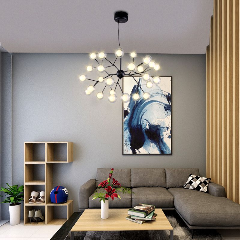 Minimalist Molecule Chandelier Double Glass Living Room Suspension Lighting Fixture