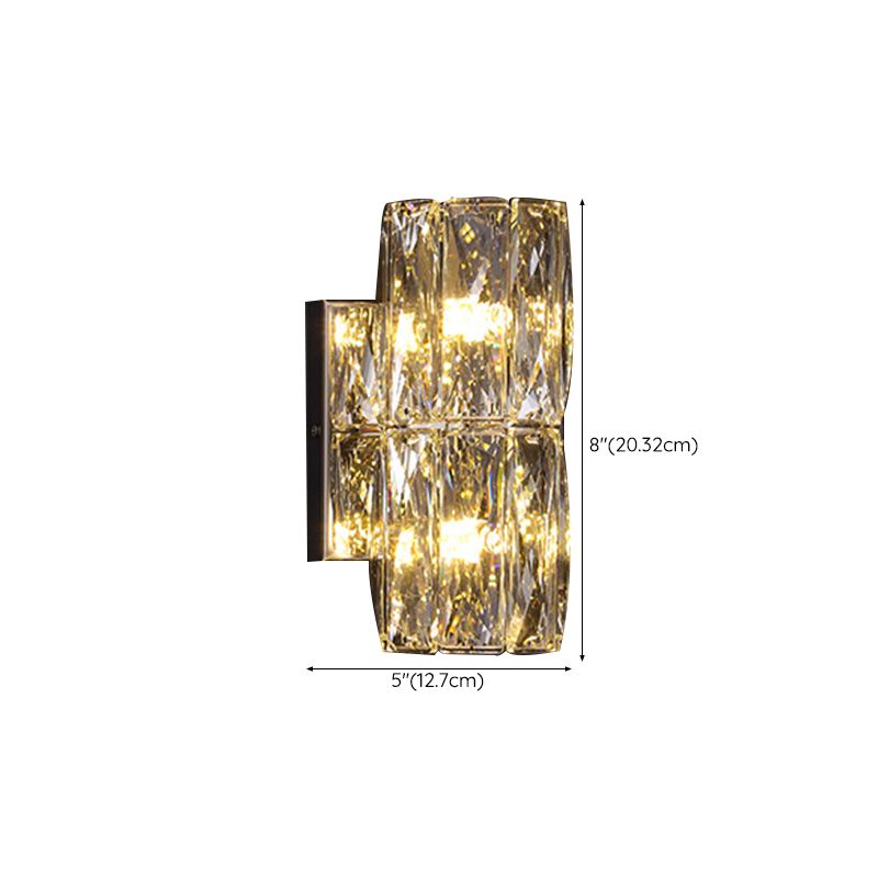 Modern Style Wall Light Cylinder Crystal Sconces in Transparent for Bedroom