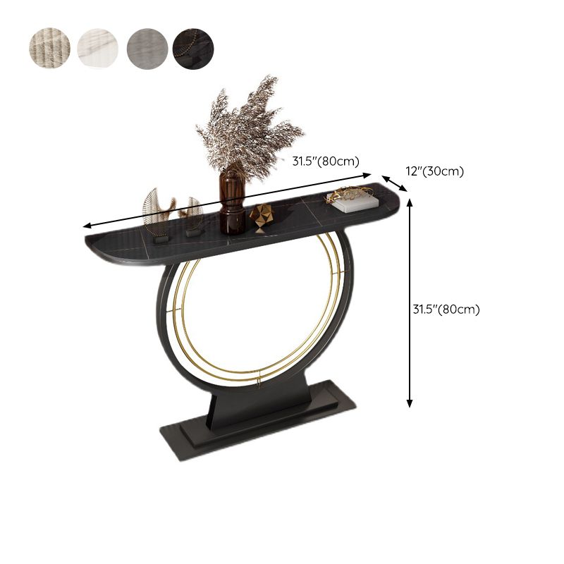 Half Moon Console Accent Table Antique Finish Console Table in Stone