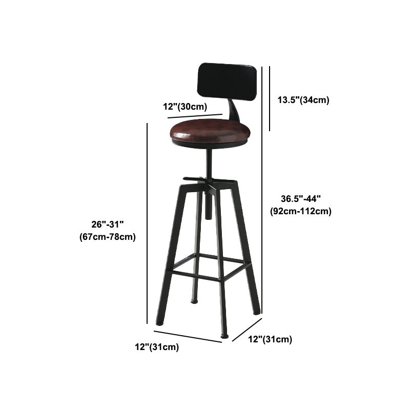 Industrial Adjustable Height Bar Stool Iron Round Armless Bar Stool