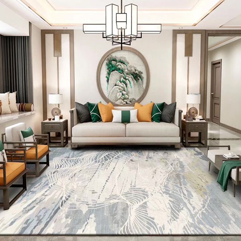 Gray Casual Carpet Polyester Pattern Carpet Non-Slip Backing Carpet for Home Decor
