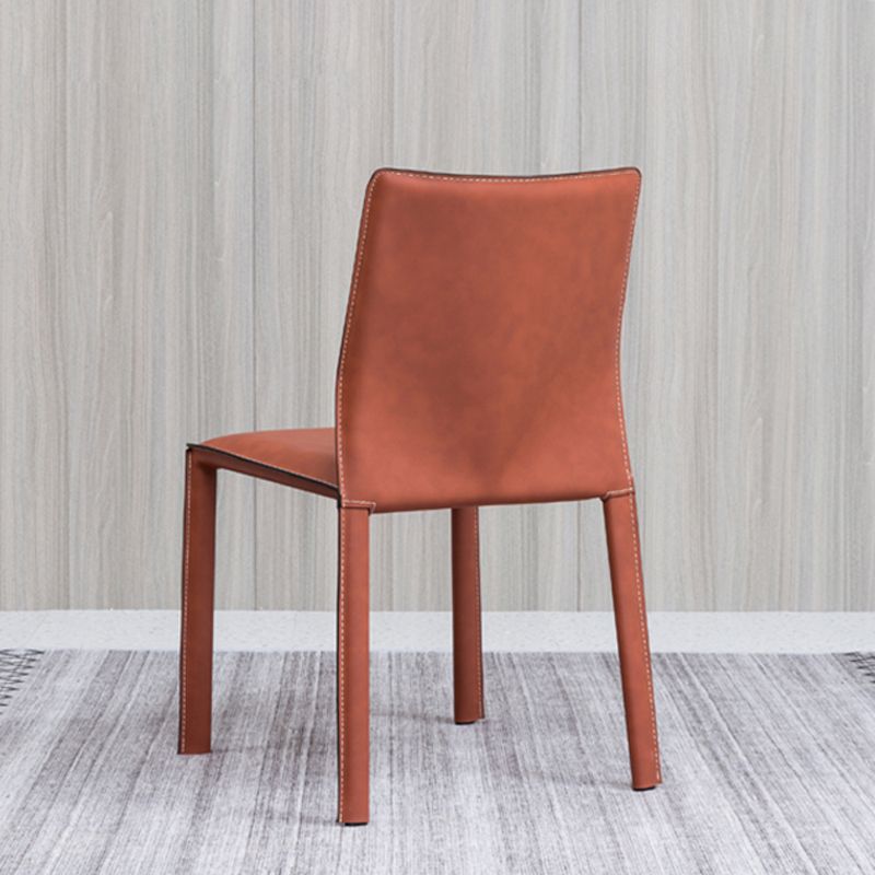 Contemporary Home Side Chair Faux Leather Solid Back Dining Chair
