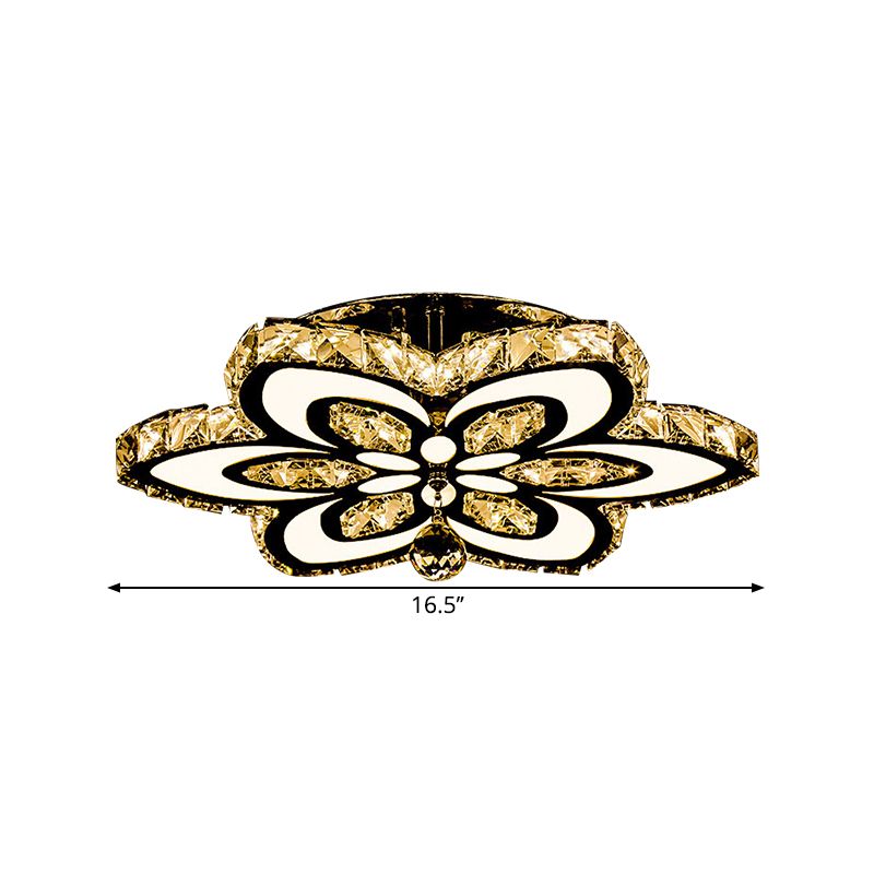 Bloque de cristal Blossom Semi Flush Simplicity Simplicidad LED Carrido cromado Montado de techo, grande/pequeño