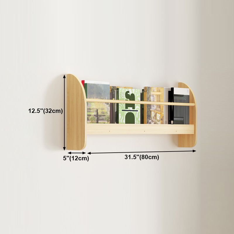 Wood Floating Bookcase Contemporary Style Wall Mounted Book Shelf