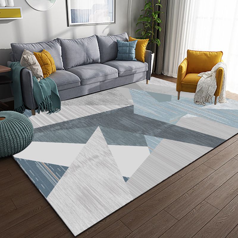 Minimalism 3D Geometric Printed Rug Multicolor Polyester Rug Washable Anti-Slip Backing Stain Resistant Rug for Great Room