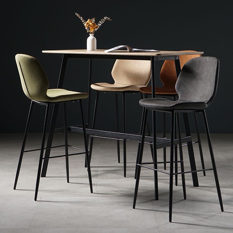 Scandinavian Footrest Matte Finish Barstool Restaurant Leather Stool