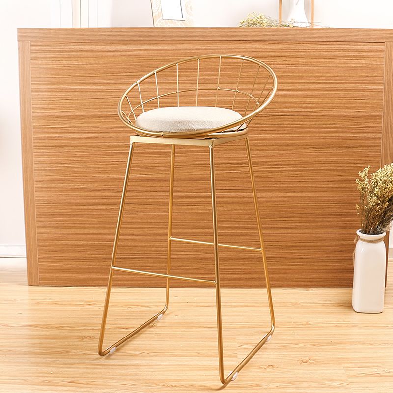 Glam Bucket Counter Bar Stool Footrest Low Back Indoor Metal Counter Stools