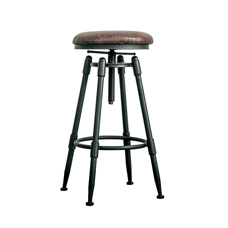 Industrial Armless Rotatable Counter Stool Iron Bar Stool with  Pedal