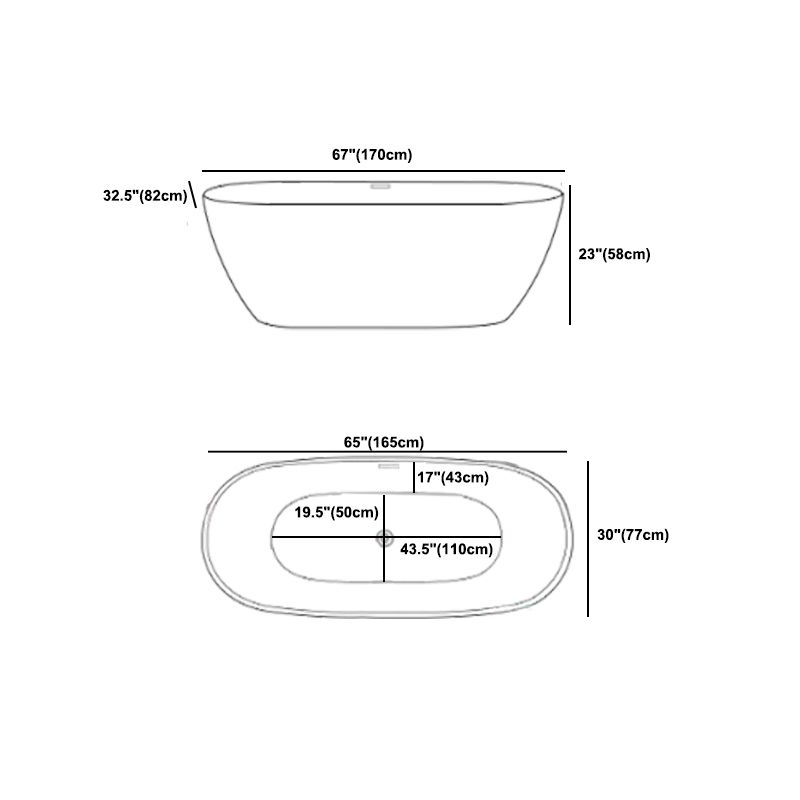 Oval Freestanding Bath Tub Modern Acrylic Bathtub for Bathroom
