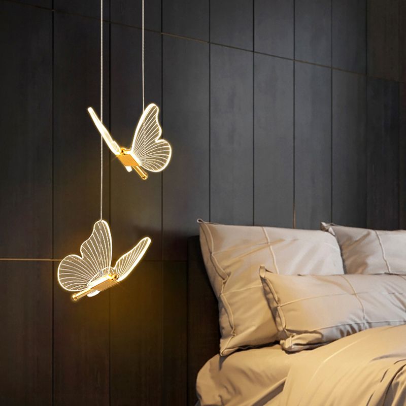 Luxurious Butterfly Style Hanging Ceiling Light, Acrylic Integrated LED Multi Light Pendant Lighting