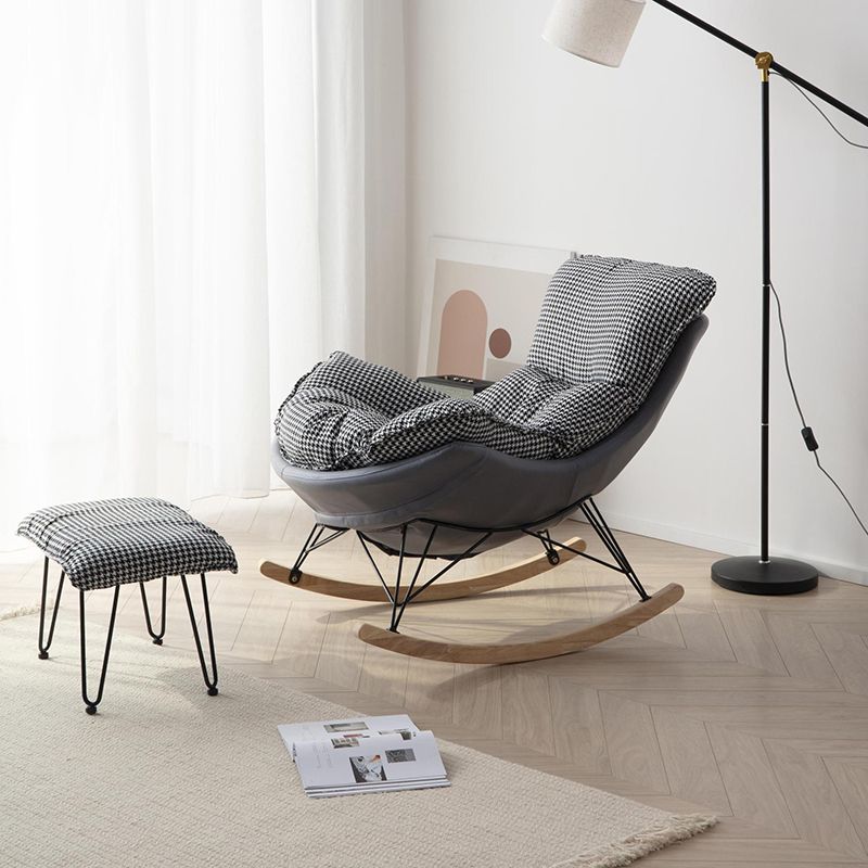 Modern Glider Upholstered Chair Button-Tufted Rocking Accent Chair with Dark Legs