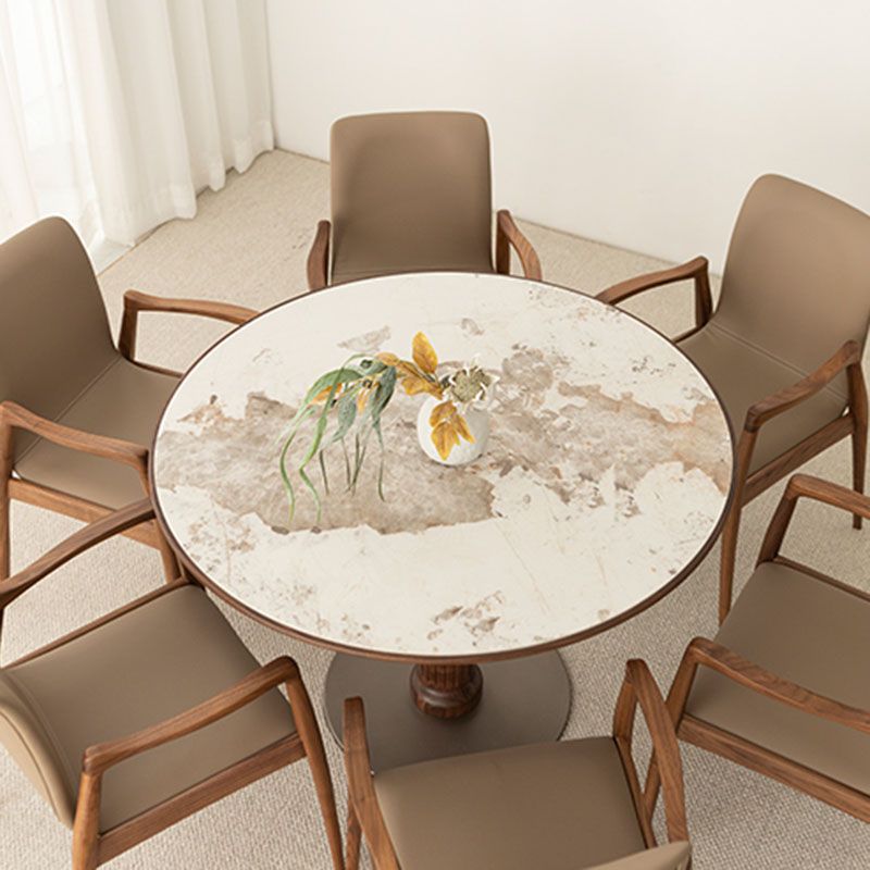 Modern Round Dining Table Wooden Base Dinner Table for Dining Room
