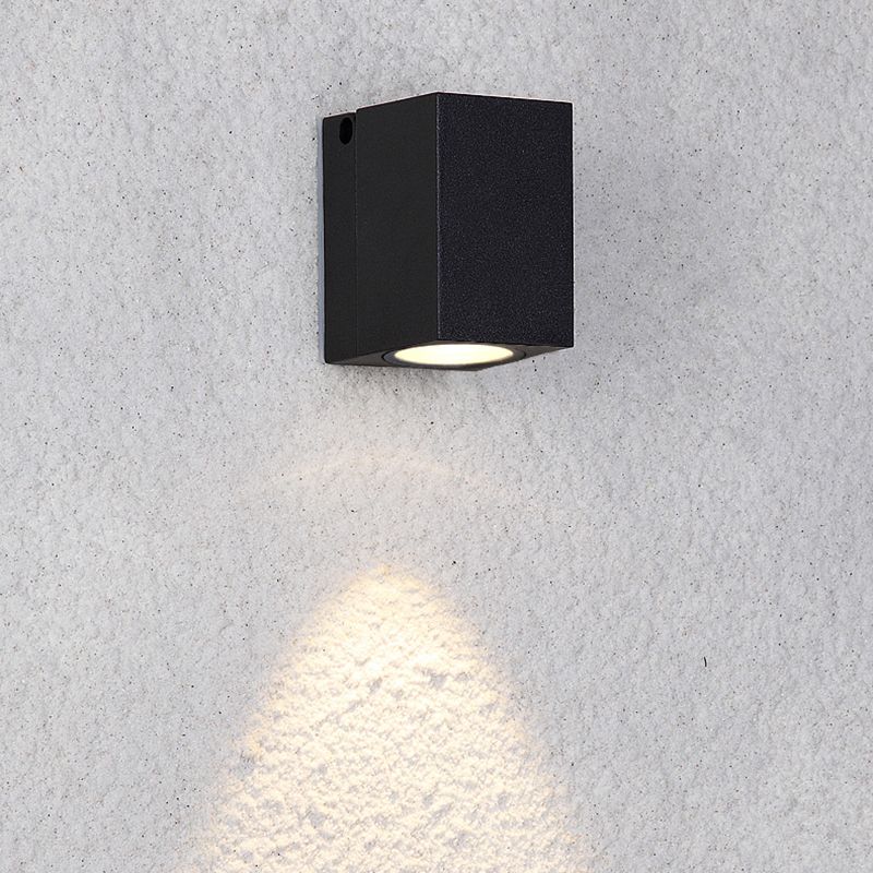 Luce rettangolare a parete montata Modern Metal LED Patio Sconcetto in nero in nero
