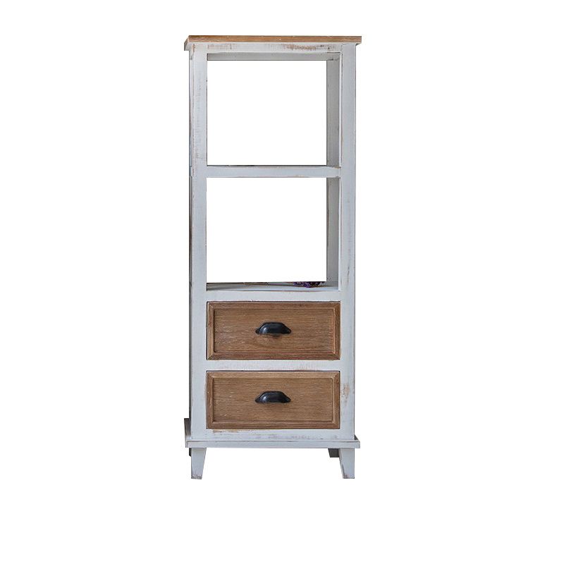 Rectangular Wood Cabinet Industrial Accent Chest in Distressed White