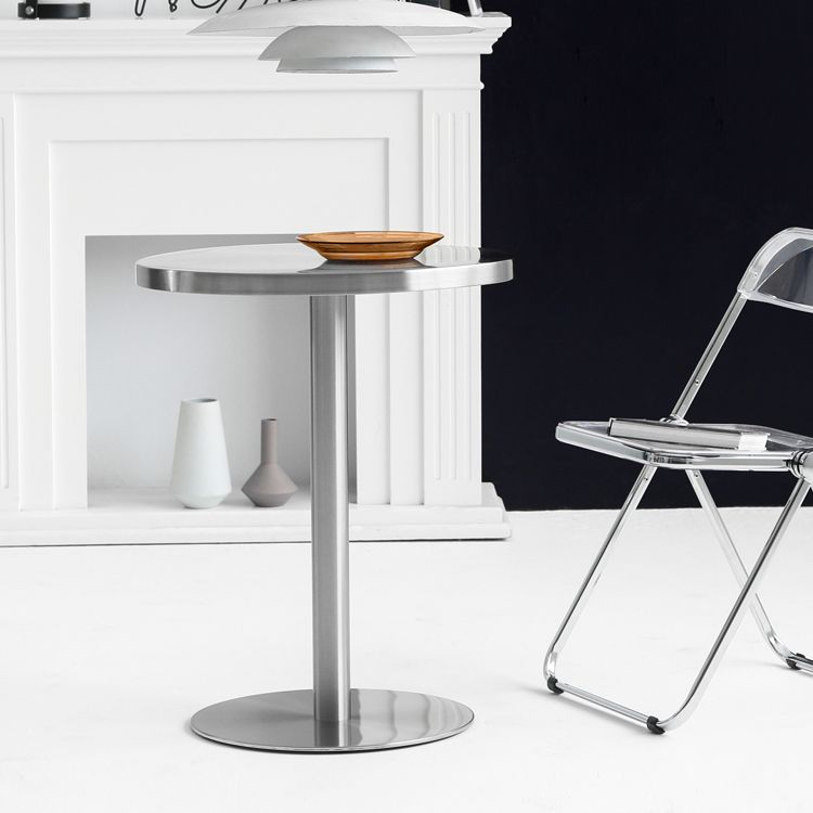Industrial Dining Room Table Stainless Steel Table with Pedestal Table for Home Kitchen Dinner