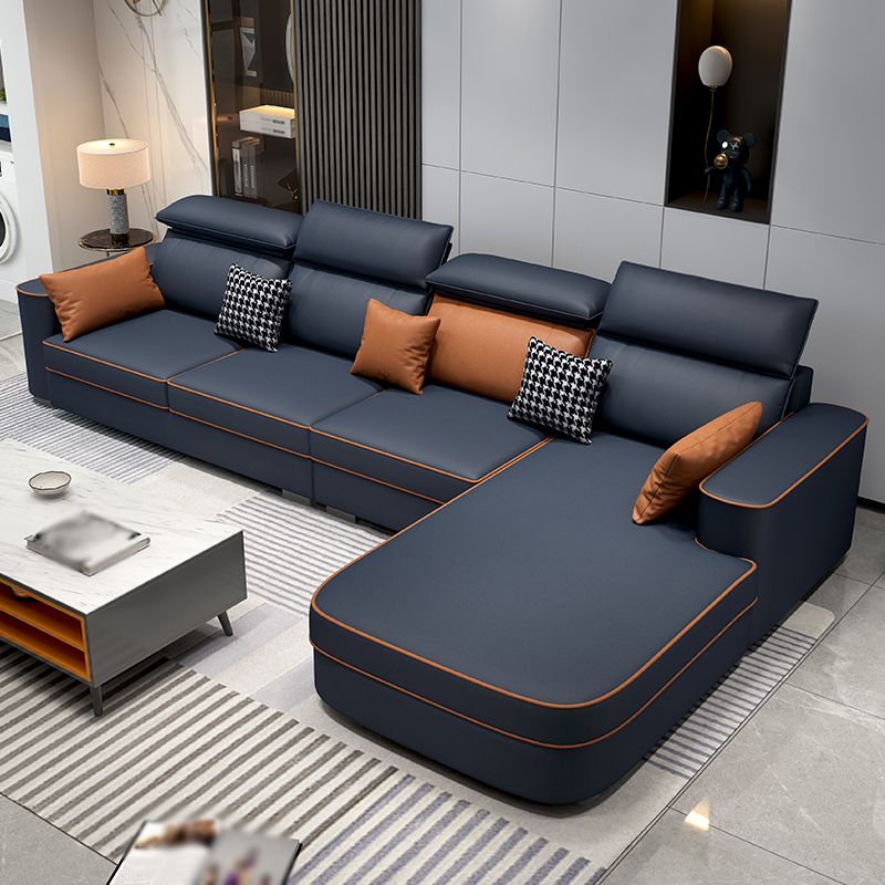 L-Shape High Back Faux leather Square Arm Sectional with Stain-Resistant and Waterproof