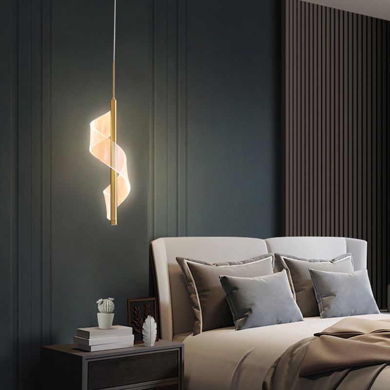 Modern Artistic LED Pendant Light Aluminium Linear Hanging Lamp with Acrylic Shade