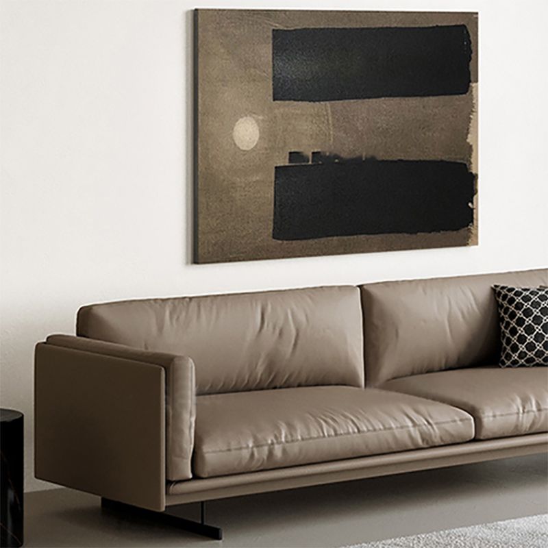 Mid Century Modern Sofa Gray Cushions Settee for Living Room