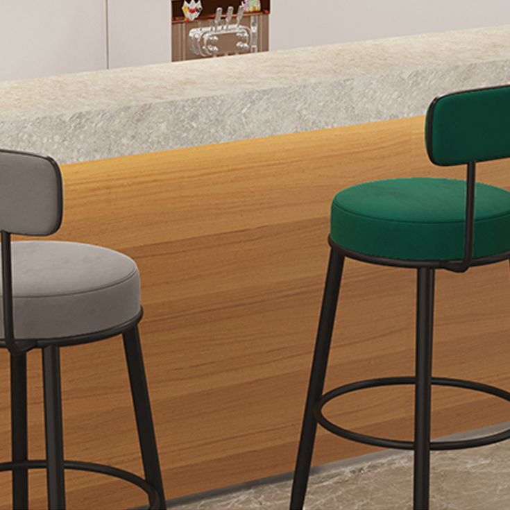 Scandinavian Velvet Footrest Bar Stool Matte Finish Low Back Home Stool