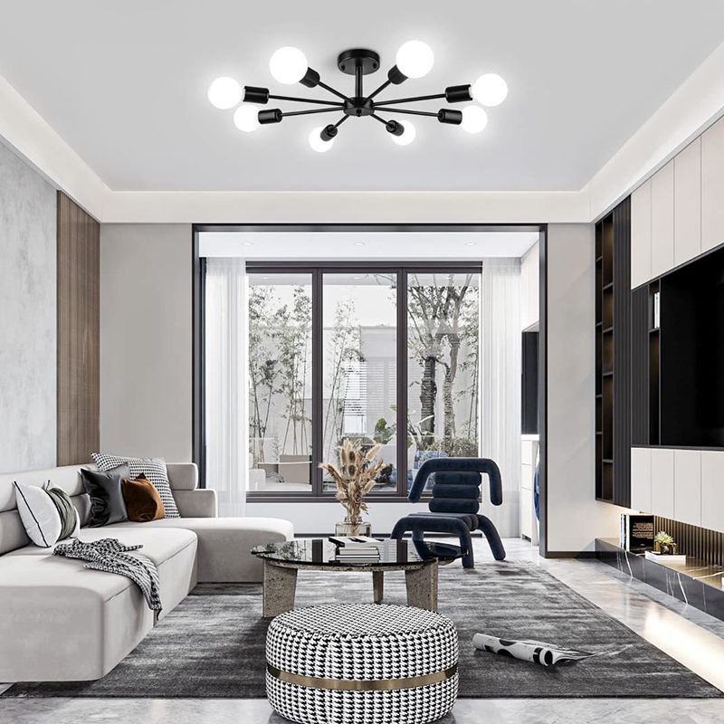 Metal Sputnik Shape Flush Mount Lights Modern Multi Light Flush Mount Light Fixtures