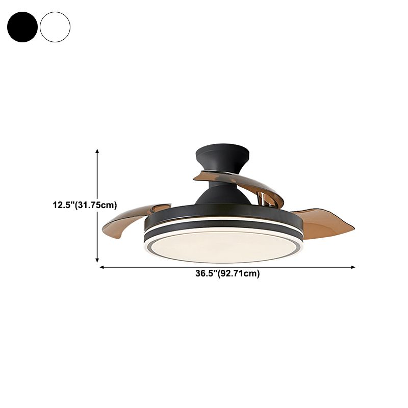 Round Ceiling Fan Light Kids Style Metal 1 Light Ceiling Fan Lamp for Living Room