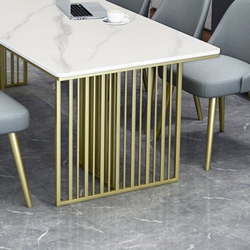 Contemporary Stone Office Desk Rectangular Shape Task Desk with 2 Legs