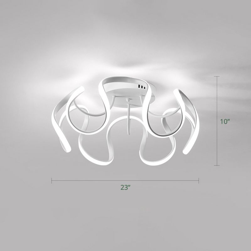Metal Floral Curves Ceiling Lighting Minimalistic LED Semi Flush Light for Bedroom