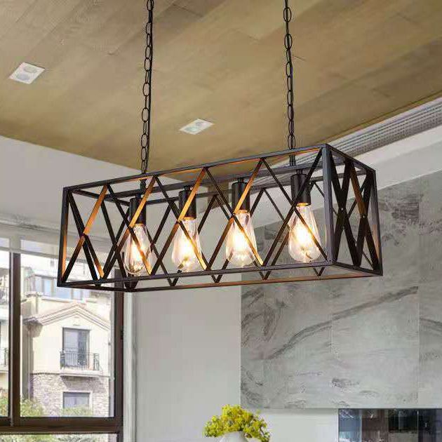 Metal Rectangular Shape Island Pendant Industrial Style Island Pendant Lighting