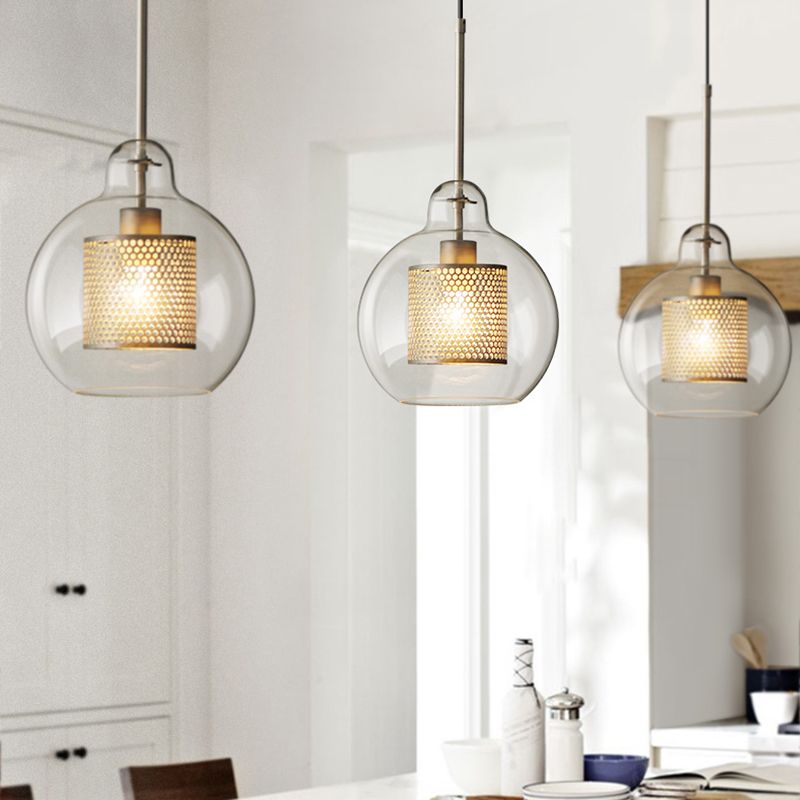 Industrial Glass Hanging Light Household Pendant Lighting for Living Room