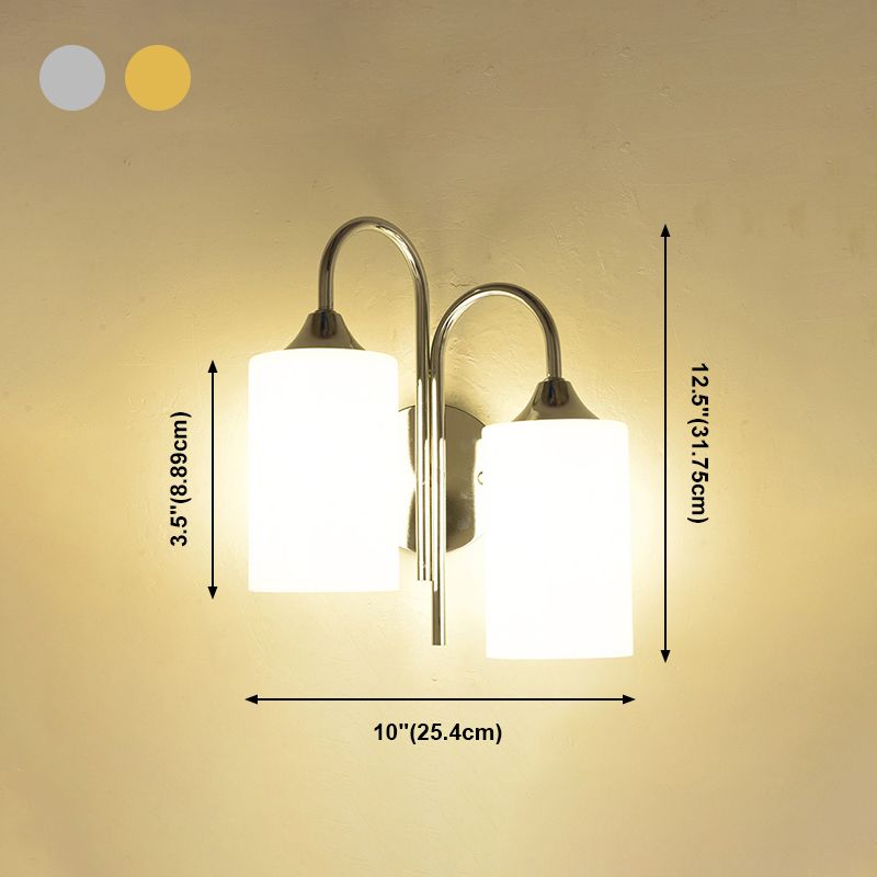 Modern Style Cylinder Wall Sconce Lights Glass 2 Lights Wall Mount Lighting
