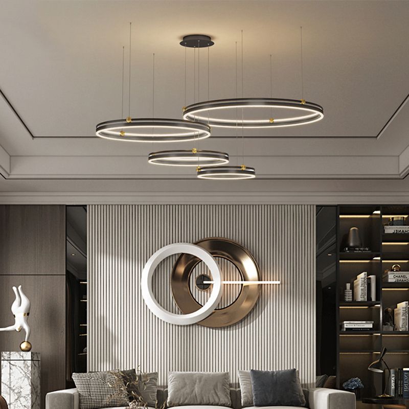 Metall mehrstufige Kronleuchterleuchte Moderne LED-Kaffee Kronleuchter Anhänger Licht