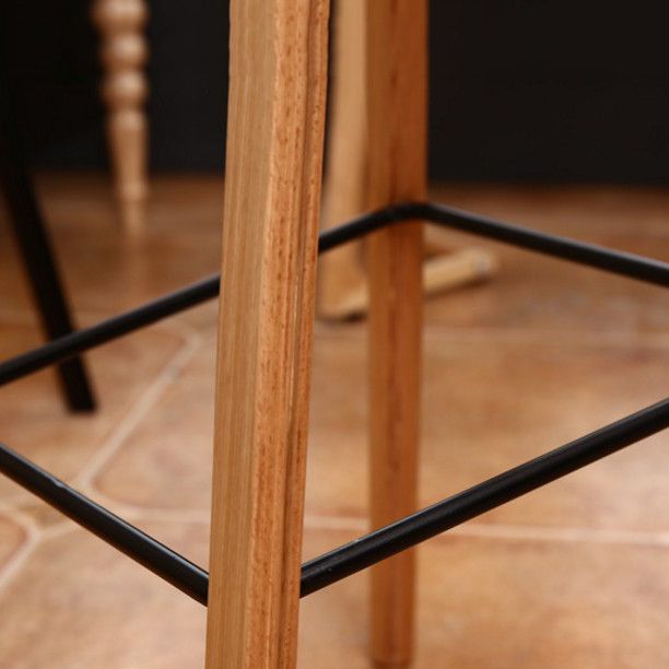 Modern Solid Wood Counter Stool Low Back Armless Bar Stool with Footrest