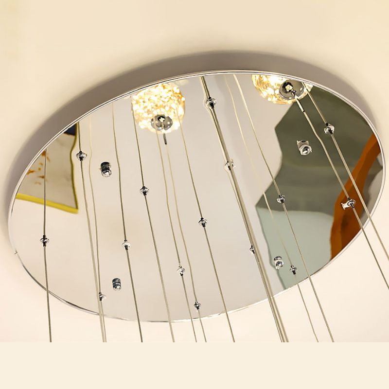 Moderno lampada sospesa sferica a pendente a pendente a 15 luci a 15 luci con tonalità di vetro per le scale