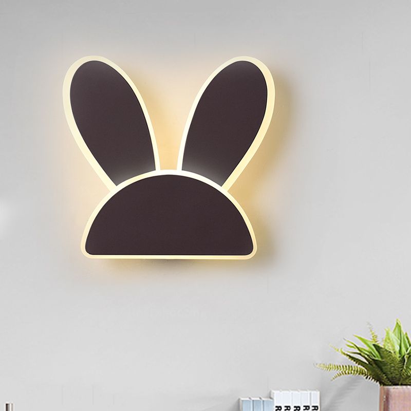 Rabbit Wall Sconce Light Fixture Kids Iron Black/White LED Wall Mounted Lighting for Living Room