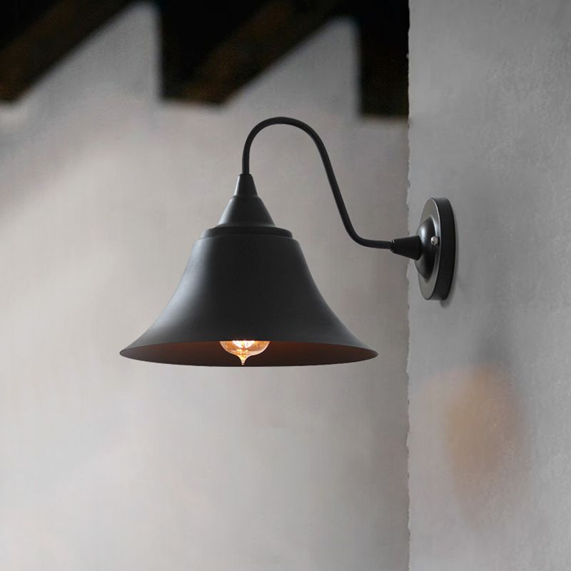 1-Light Wall Sconce Industrial Outdoor Sconce Lighting With Metal Shade
