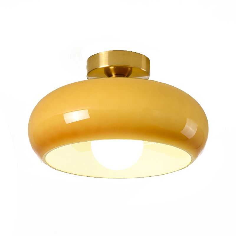 Contemporary Glass Shaded Ceiling Light Golden Flush Mount Lighting for Foyer